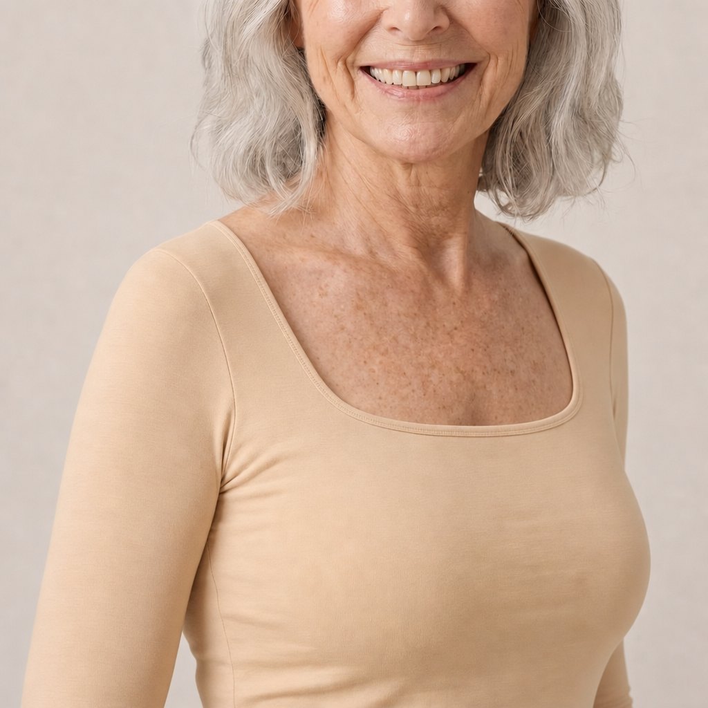 Smiling woman in the nude Sculpt long-sleeve