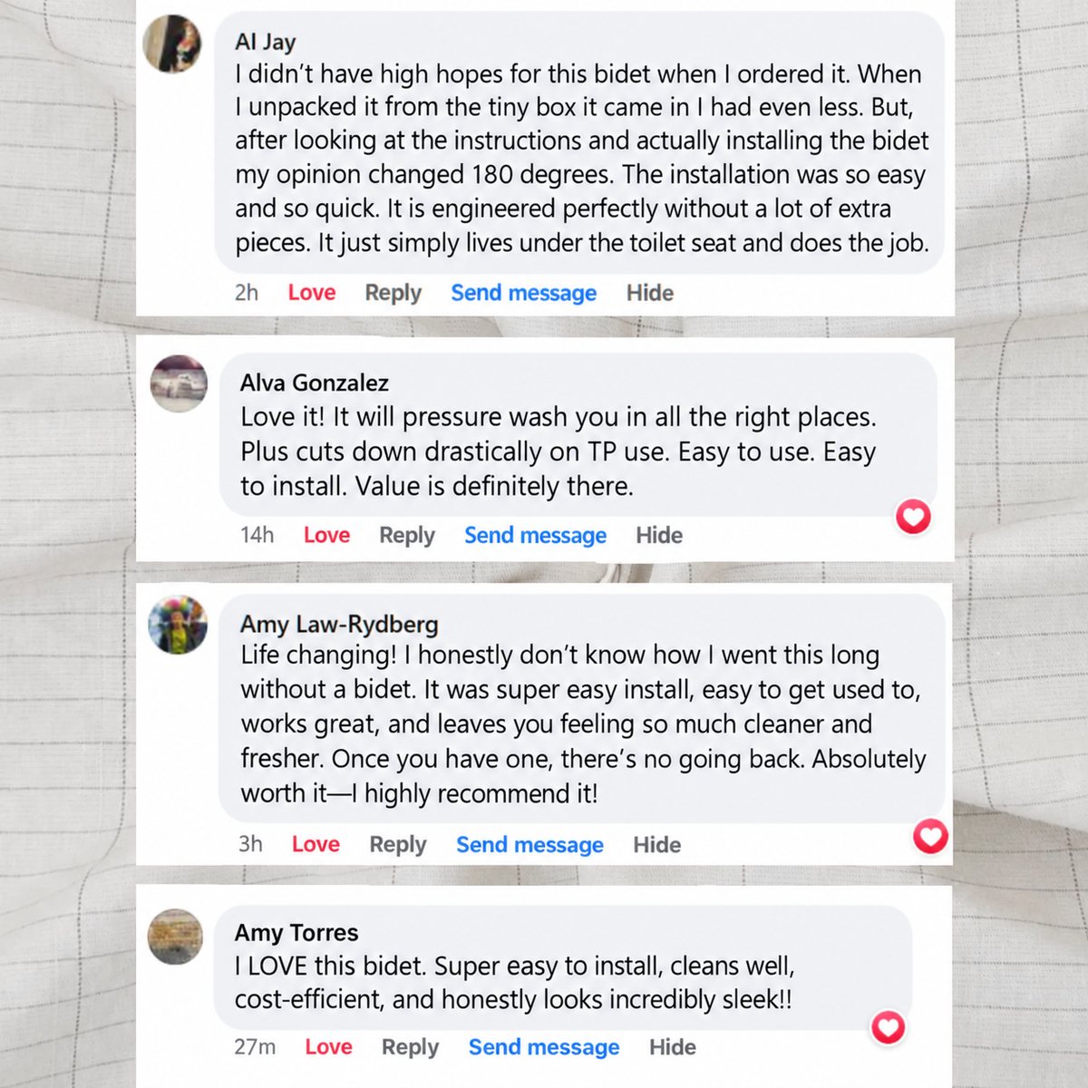 Customer comments about the Soraya bidet